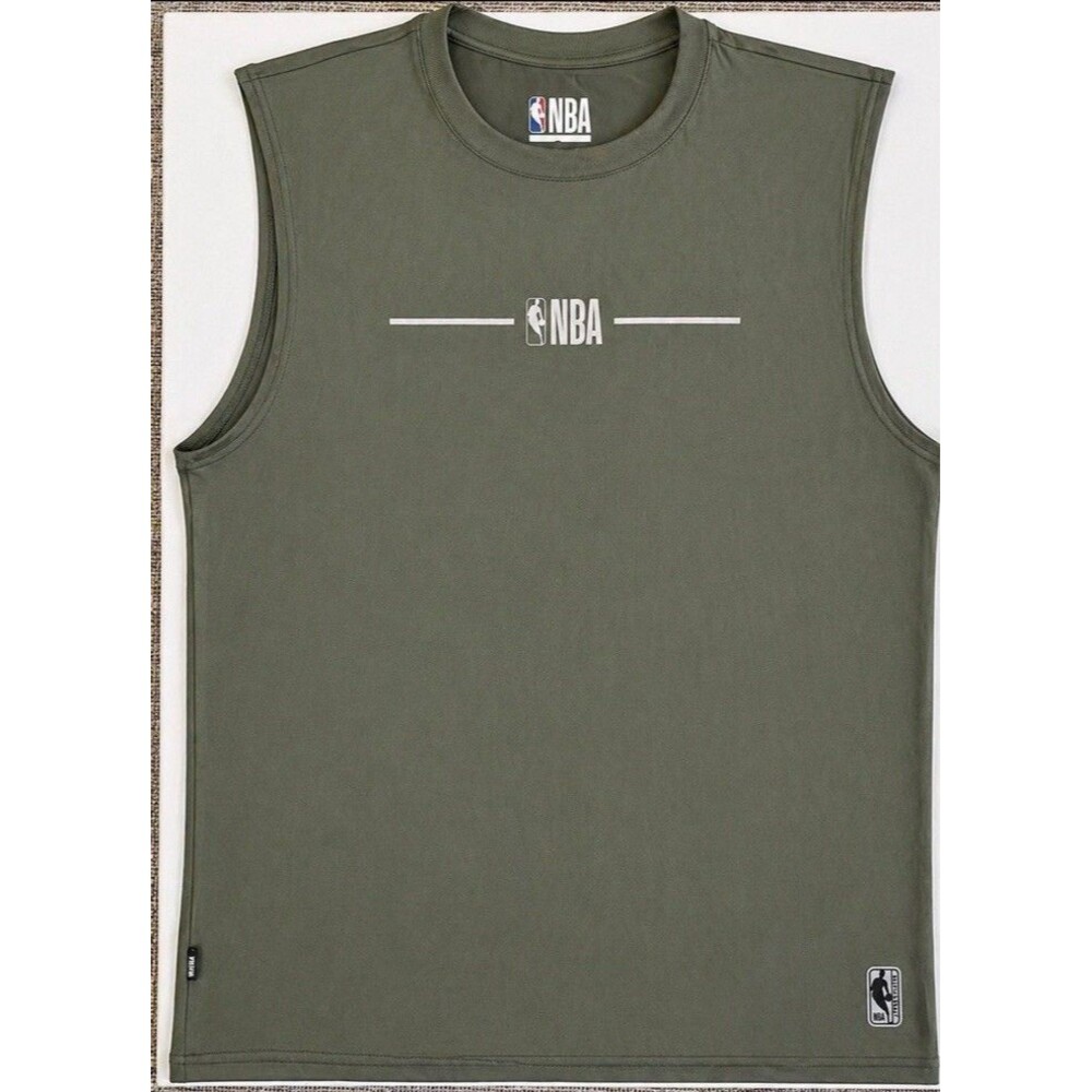 NBA Men’s Sleeveless Shirt Large Olive Green Logo Graphic Muscle Tank Top Shirt